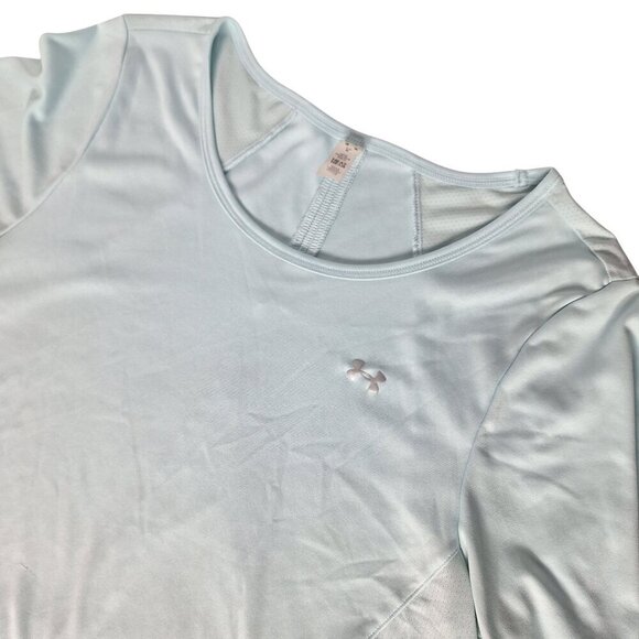 Under Armour Women's Loose Fit Heat Gear T Shirt Size Large Sky Blue Athletic - Picture 1 of 6